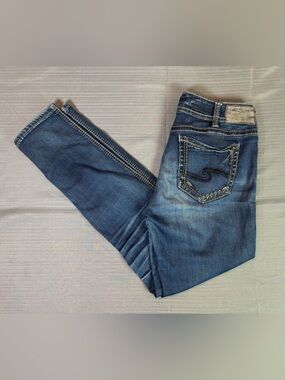 Silver Jeans Suki Mid Skinny Jeans Women’s 31x31 Stretch Denim Distressed Knee